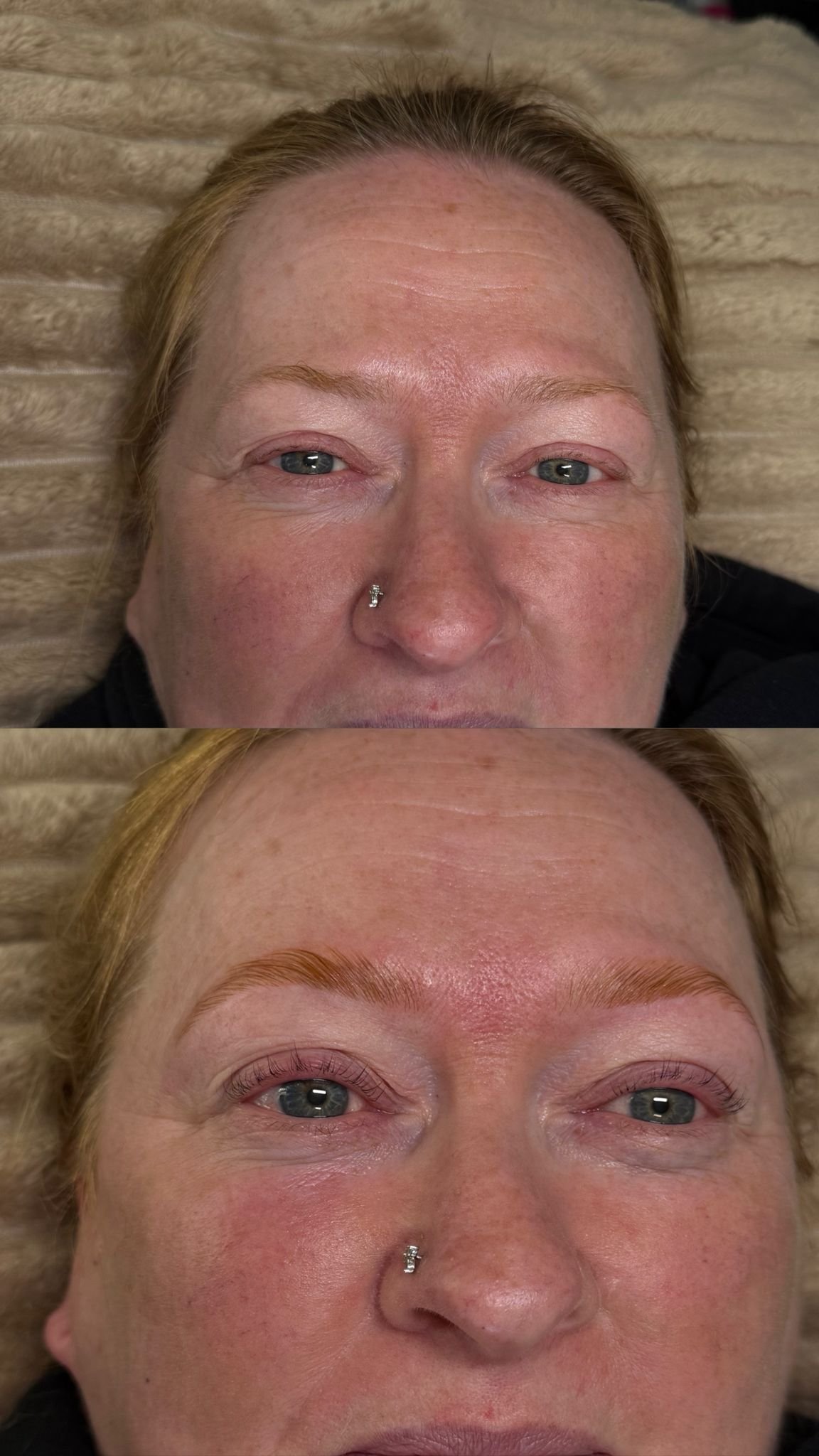 Brow tint and shape before and after